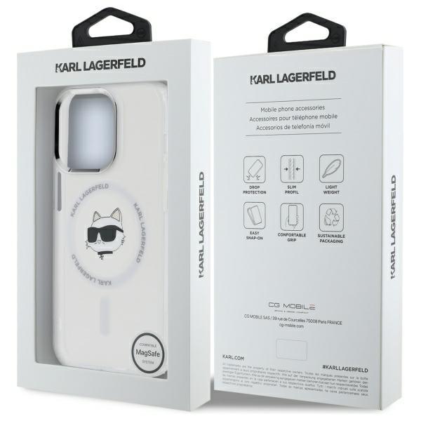 Karl Lagerfeld KLHMP13LHLSCHH iPhone 13 Pro 6.1" white/white hardcase IML Metal Choupette Head MagSafe