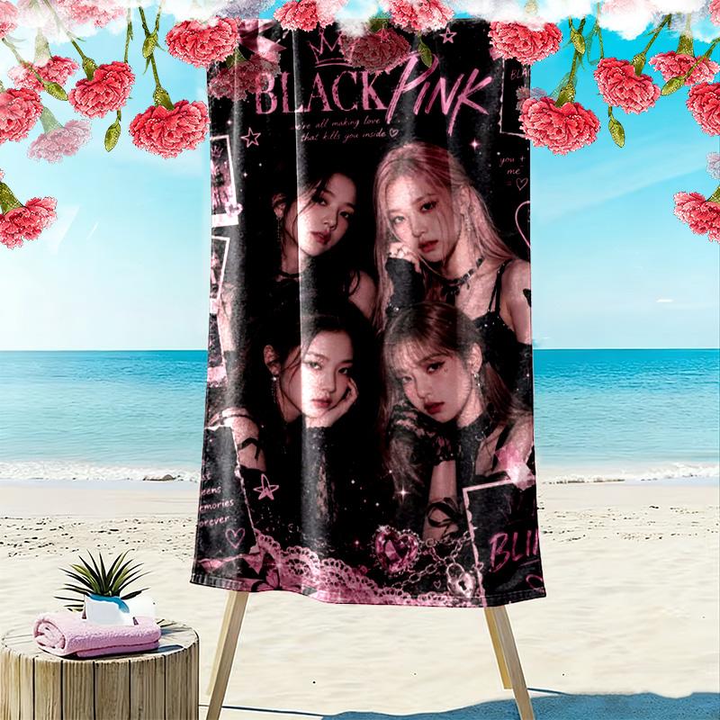 BLACKPINK Print Beach Towel, Large Soft Quick Dry Towel for Beach Camping Swimming