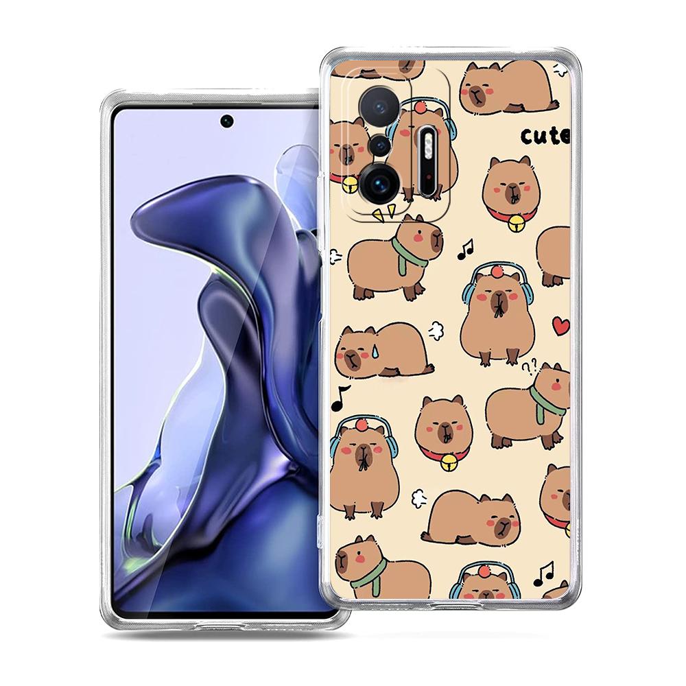 Мультяшный чехол для телефона с капибарой для Xiaomi Mi Poco F3 X3 X4 GT NFC M3 M4 11 Ultra 12 11X 11i Pro Lite 5G Мягкий прозрачный чехол