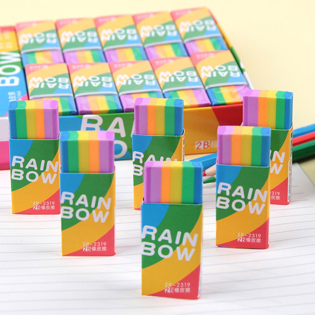 2B Eraser Rainbow Mini Eraser for Children Soft Eraser Soft School Eraser Set Excellent Clean Erasing for School Kid