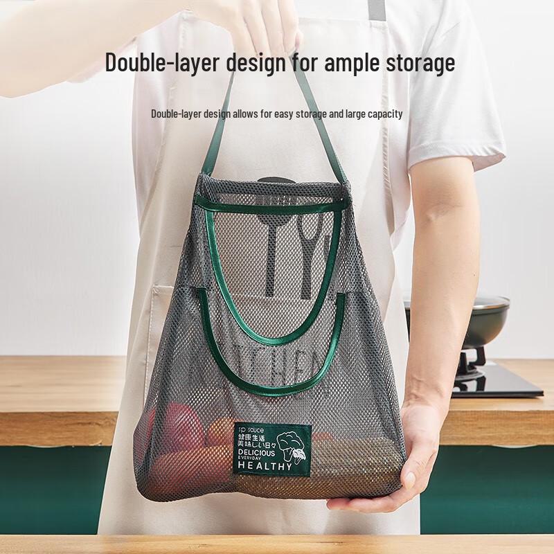 Подвесная настенная сетчатая сумка для хранения фруктов и овощей, органайзер для чеснока и имбиря