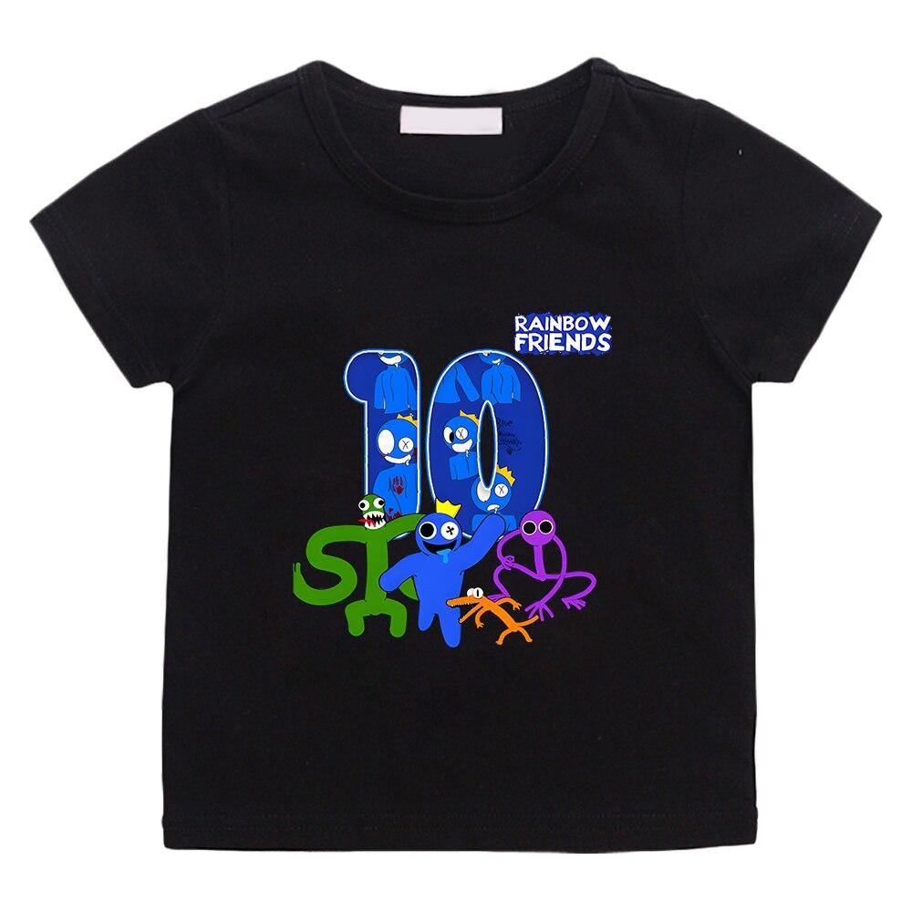 Футболка Rainbow Friends Happy Birthday 10 Ten, 100% хлопок, футболка с мультяшным рисунком, детская футболка с короткими рукавами для мальчиков и девочек, мягкая