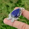 Daughters Day Deal Lapis Lazuli Gemstone Bezel Boho Pendant Jewelry 925 Silver