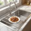 Adjustable Folding Dish Drying Rack Rust‑Resistant Over Sink Drain Mat  Cups Drying