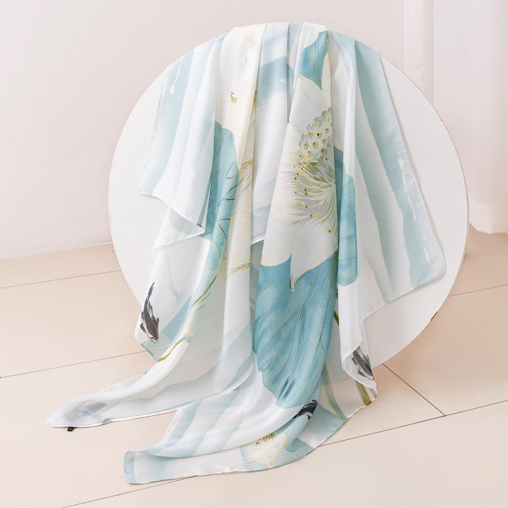 Весенне-летняя длинная полоса, высокое чувство, путешествия, универсальный, светло-белый, лотос, шаль, защита от солнца, пляжное полотенце, подарок для мамы