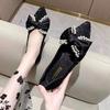 Fashion With Heel Ladies Footwear Slip-on Pearl Elegant Party Pointed Toe Women's Flat Shoes Wholesale Dress Low Price Spring Discount