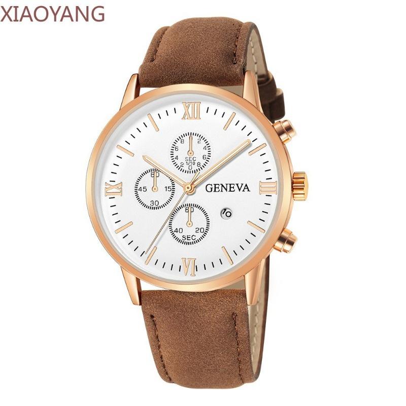 Novo Relógio casual Masculino De Quartzo Com Pulseira De Couro Mostrador