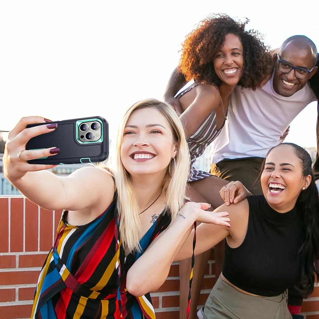 3 In 1 Defend Heavy Armor Holder Shockproof Case for IPhone 16 Pro Max 15 13 14 11 12 Bracket Stand Military Rugged Protective Kickstand Cover