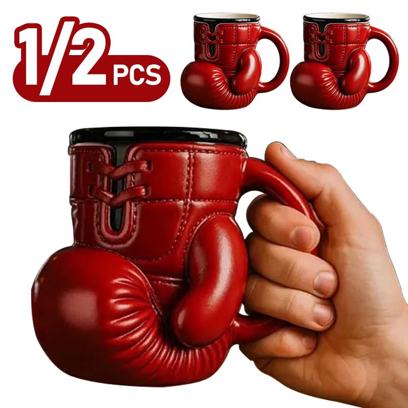 1-2PCS Boxing Glove Mug for Boxing Lovers Novelty Coffee Cup Boxing Themed Tea Cup 12oz Mugs for Home Kitchen