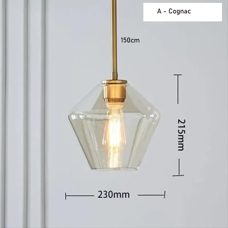 Nordic Modern Minimalist Glass Chandelier Coffee Shop, Restaurant Decoration, Electroplating Creative Bar Table Pendant Light