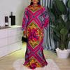 Women Plus Size Round Neck Long Sleeve Printed Loose Dresses