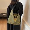 Zipper Solid Color Nylon Large Capacity Handbag Soft Versatile Popular Shoulder Bag Simple Casual Crossbody Bag