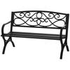 2-Seater Garden Bench Outdoor Bench Terrace Patio Inclined Backrest Slatted Seat Armrests