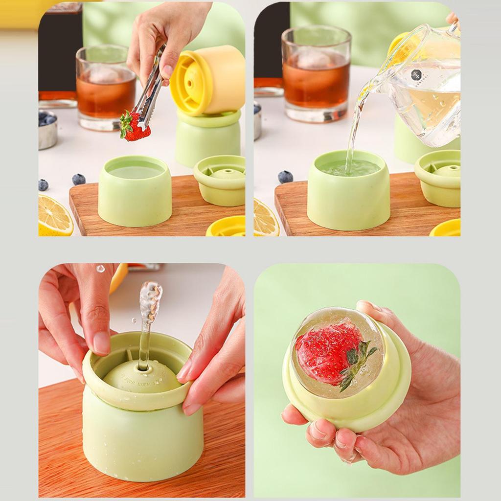 Silicone Sphere Ice Mold 6 Cavity Large Round Ice Tray Reusable Whiskey Ball Mold for Cocktail Juice Coffee Bar Camping Kitchen