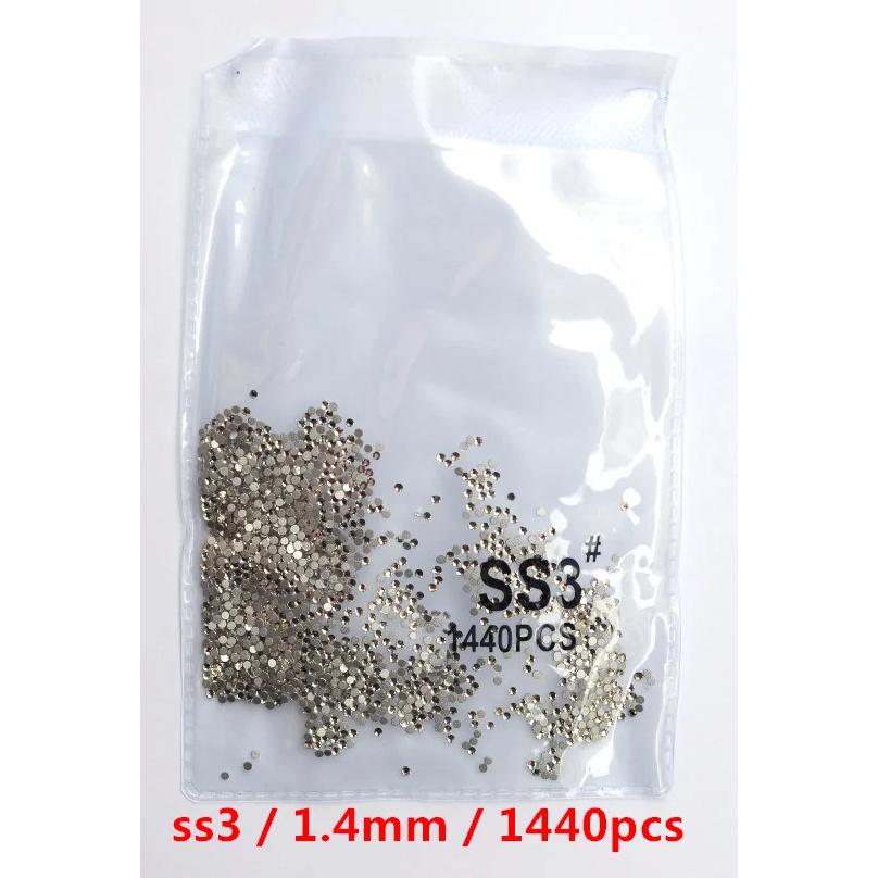 SS3-ss8 1440 шт. Кристалл AB золото 3D Не термофиксация Плоская задняя часть Стразы для нейл-арта Украшения Обувь и танцевальное украшение
