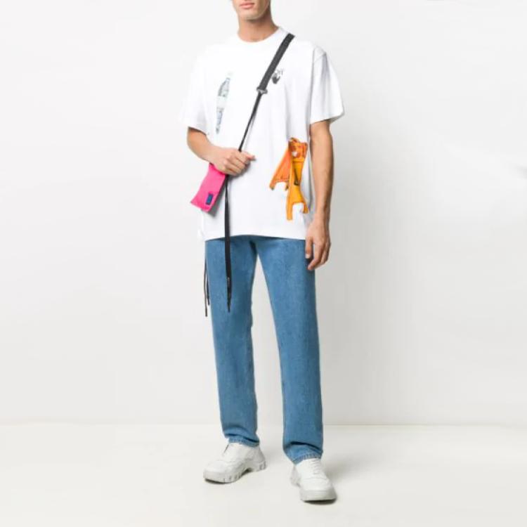 Off-White Футболка Pascale Medicine Over Tee, белые/черные мужские топы OMAA038F20FAB0030110