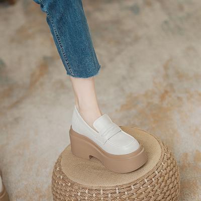 Yuexinwang натуральная кожа плоская для женской обуви Huizhou виноград мать те же туфли толстые подошвы увеличивают высоту универсальные осень и зима маленький le