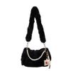 Korean Style Plush Shoulder Bag with Pearl Accents - Cute Autumn/Winter Crossbody
