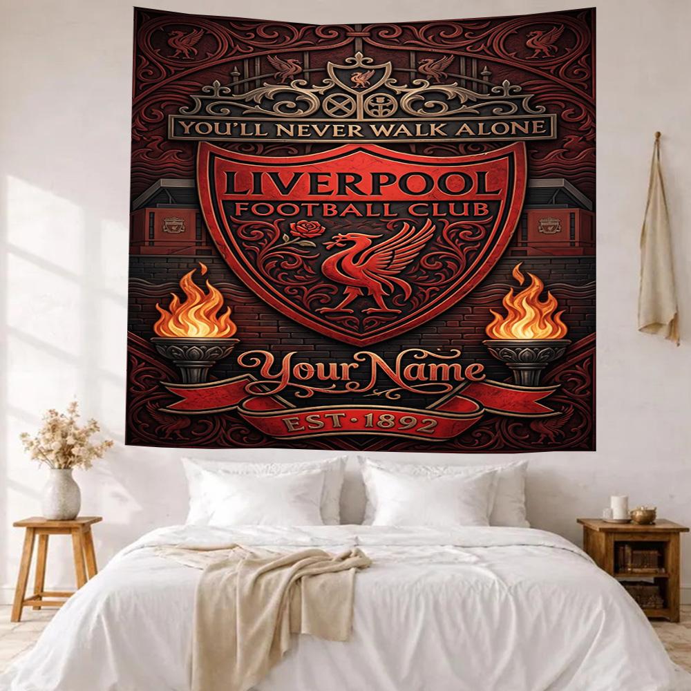 Liverpool Fc Custom Your Name Wall Decor Tapestry Art For Pet Memorial Birthdaywedding Party Backdrop Family Gift