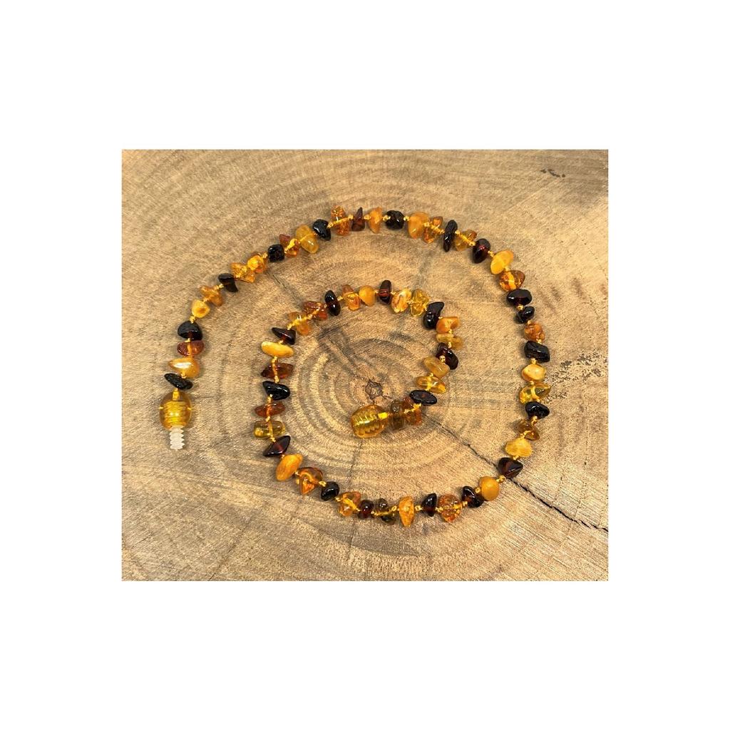 Овальное детское колье-капля, янтарное, разноцветное, 33см