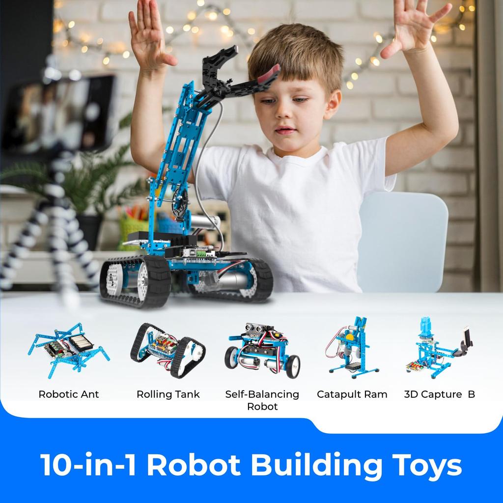 Makeblock mBot Ultimate Robotic Arm STEM Education DIY Robot Kit Compatible with Arduino C Python Raspberry Pi Scratch Assembly Robot App Remote