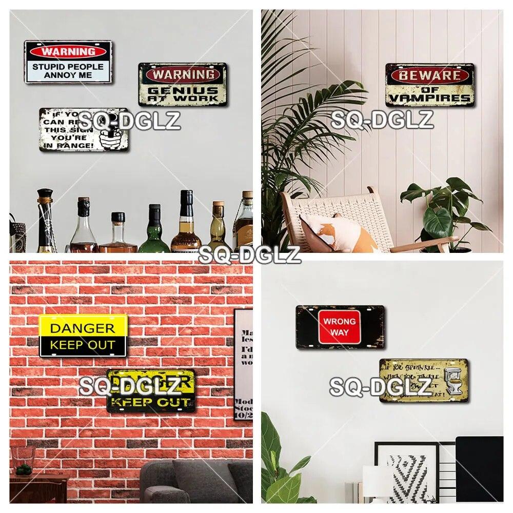 [SQ-DGLZ] Предупреждающий Человек Пещера Номерной Знак Оловянная Вывеска Магазин Бар Настенное Украшение Металлическая Вывеска Домашний Декор Живопись Таблички Художественный Плакат