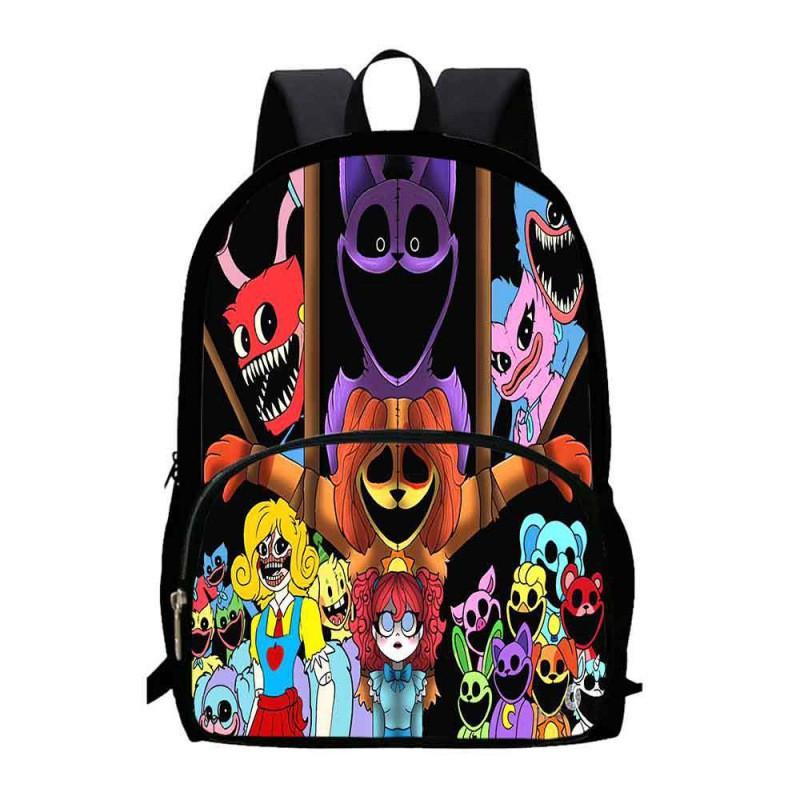 Kids School Backpack Grades 1-2 With Smiling Animal Cartoon Design Lightweight Breathable Oxford Fabric