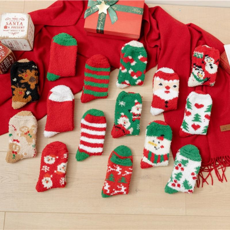 Spot Women'S Christmas Plush Socks Fluffy Slippers Soft Holiday Gifts Sleeping Socks Coral Fleece Socks For Young Adults 1 Pair
