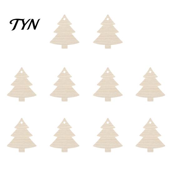 DIY Paintable Wood Crafts 10Pcs 2D Wooden Christmas Ornaments, Blank Craft Hanging Tags, Unfinished Blanks Tree Decorations, Slices for Painting Xmas