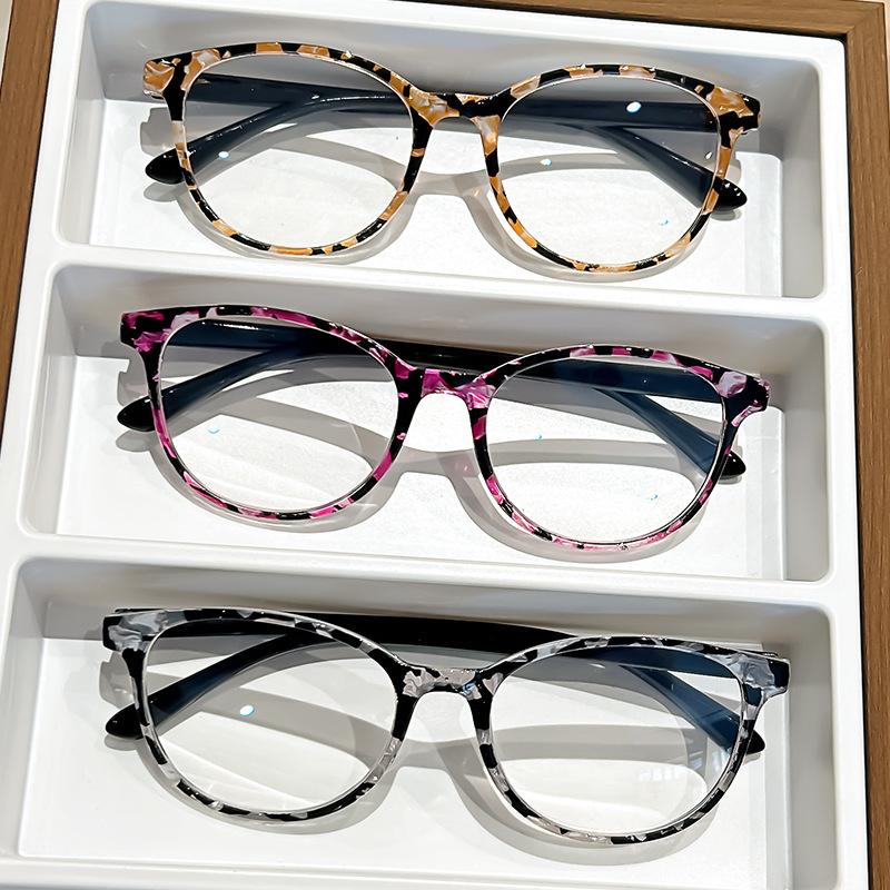 New Fashionable Anti Blue Light Circular Large Frame Reading Glasses Clear Lens Optical Prescription Eyeglasses 0 To +4.0