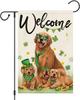 Heyfibro St. Patrick's Day Garden Ag 12x18 Double Sided Burlap, Cute Golden Retriever Dogs Yard Ags Luckly Shamrock TTW GGO