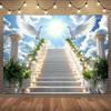 1pc Sky Dove Religious Spirit Theme Background Cloth  Party Banner  Dreamy Heaven Stairs Wedding Graduation Studio Background