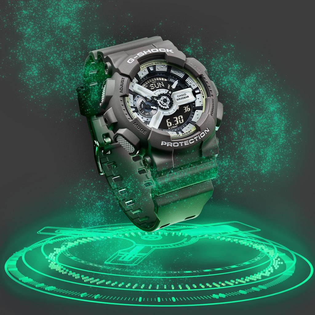 Часы Casio G-Shock, Серия HIDDEN GLOW GA-110HD-8AJF, Мужские, Серые, Оригинальный японский продукт