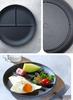 Ware Hendey Plain 3-Compartment Plate, Black, 24 cm, Made in Japan