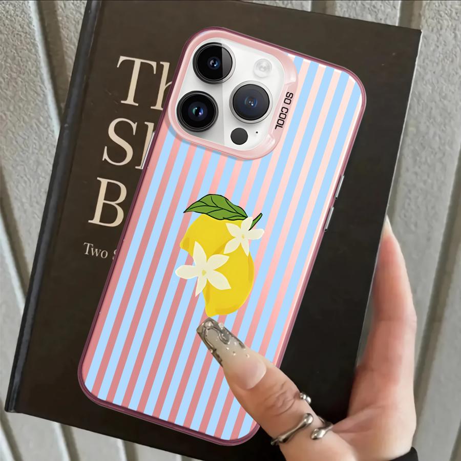 Чехол-накладка с рисунком "Лимонная прохлада в полоску" для iPhone 17 Pro Max XS 15 Plus 14 16 13 Pro Air XR 11 12