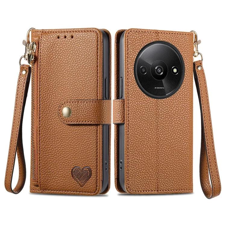 Для Xiaomi Redmi A3 / Poco C61 4G чехол RFID блокирующий молнию кошелек кожаный флип-чехол для телефона