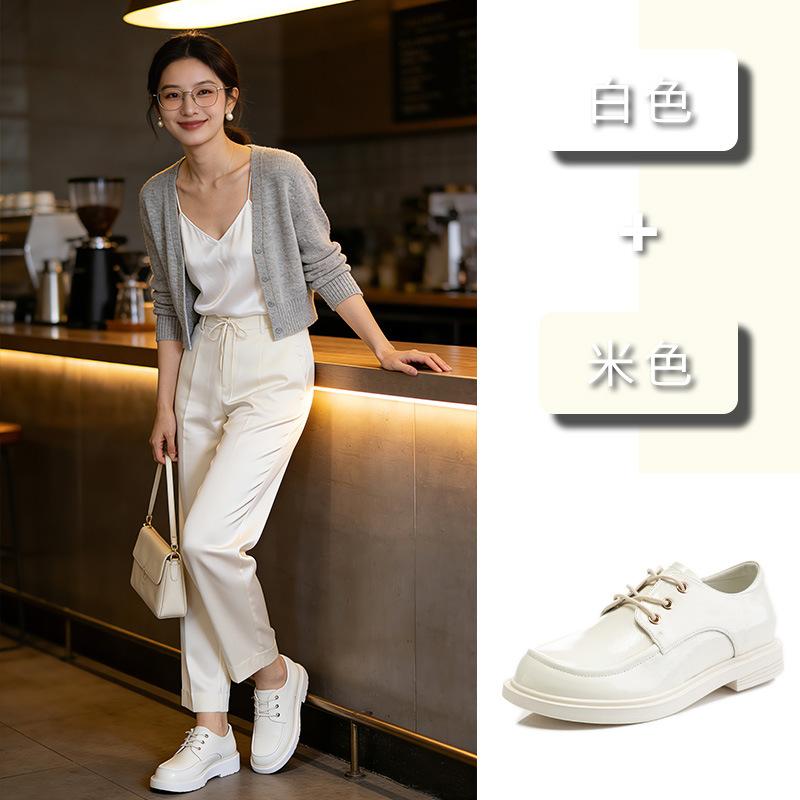 Spring fashion single shoes women's thick heel shallow mouth leather women's shoes round head small leather shoes women's tide