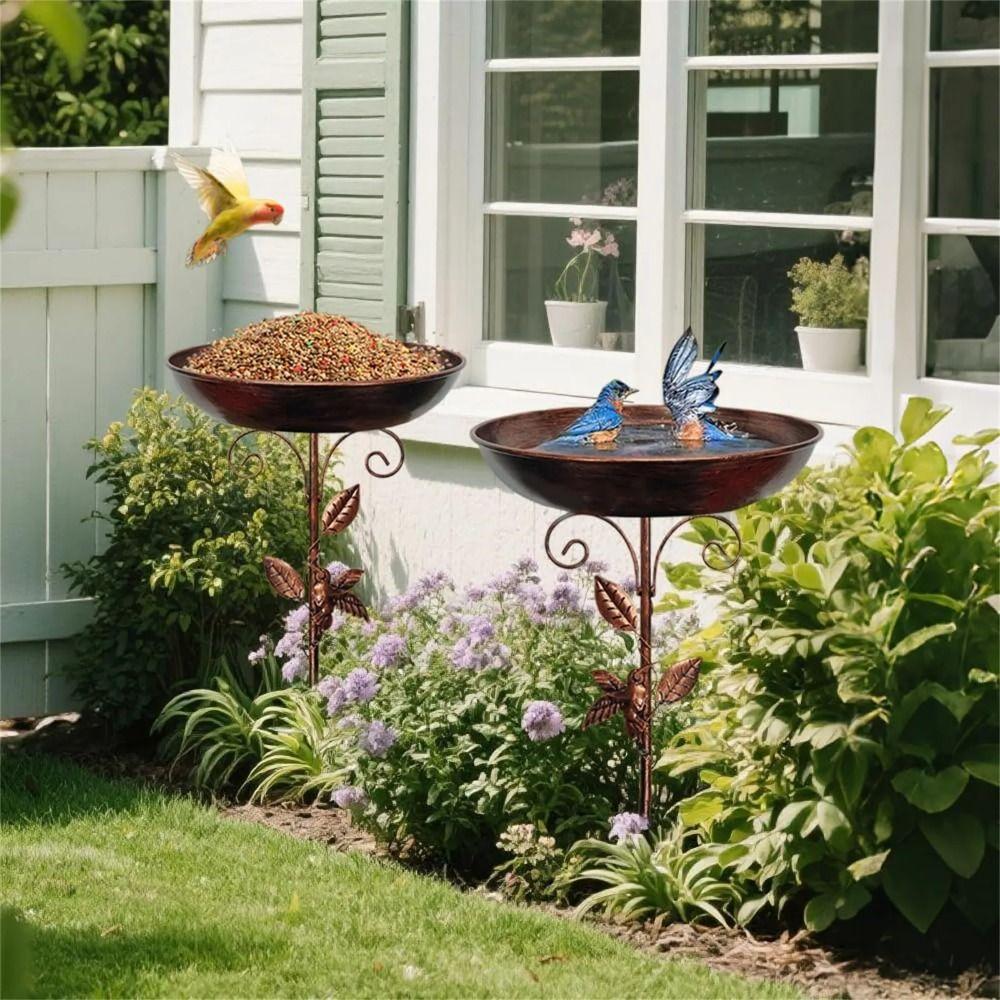 Прочная кормушка для птиц, втыкаемая в землю, железная кормушка для птиц, поилка для птиц, сад