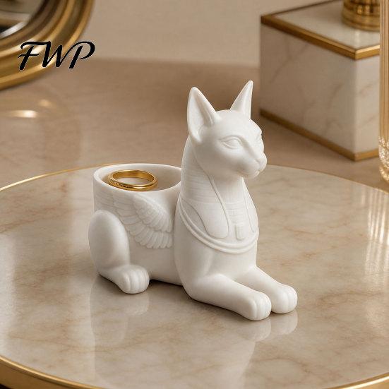 Egyptian God Bastet Statue Cat Statue, 3D Printed Figurine with Storage, Decorative Storage Box Mythical Creature Desk Organizer for Home Office,