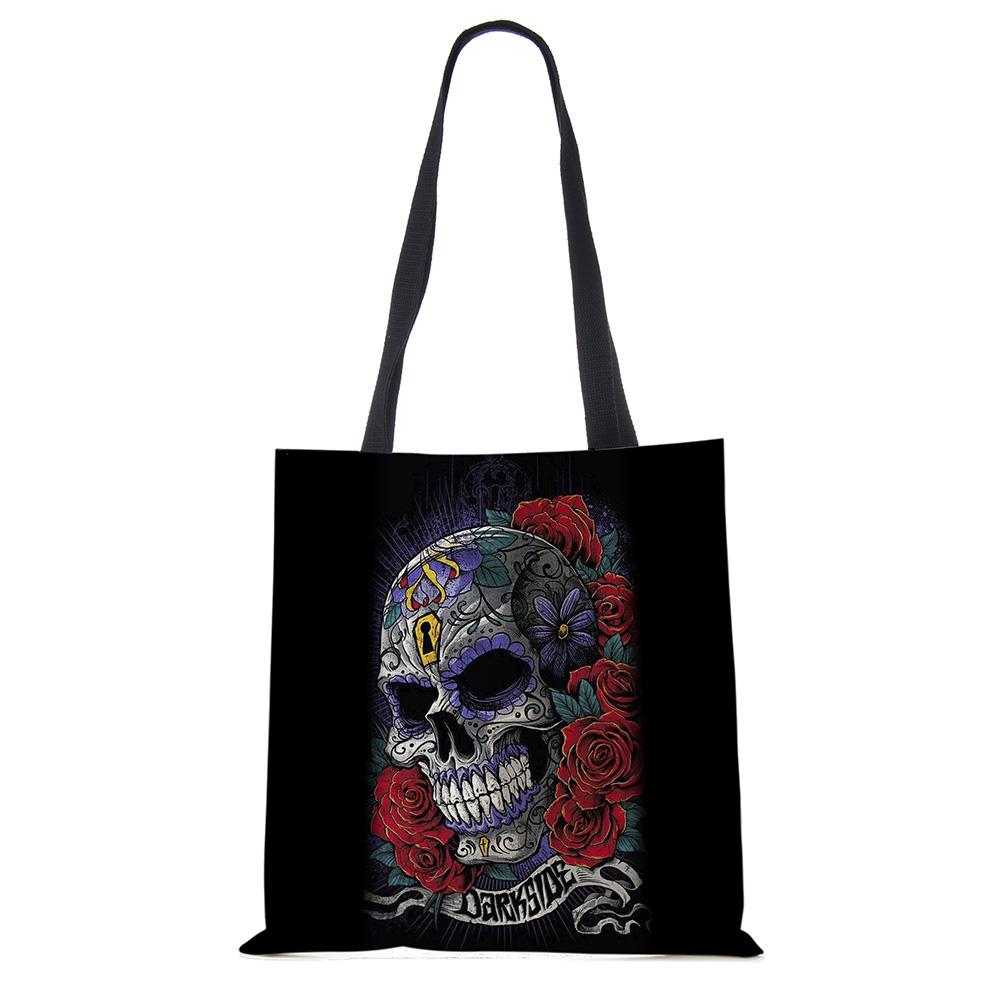 Сумка-тоут с цветочным принтом черепа ко Дню мертвых, женские сумки, сумки через плечо для девушки с сахарным черепом на Хэллоуин, большая вместимость CLE