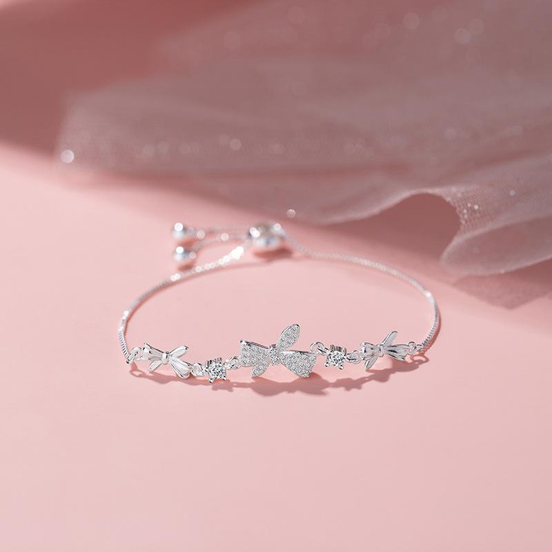 Bow Bracelet Femininity Light Luxury Inlaid Zircon Korean Version Exquisite Gentle Jewelry