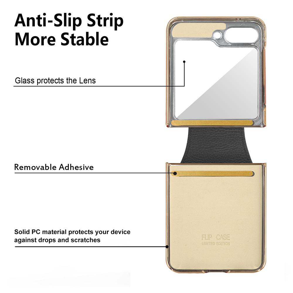 Чехол для телефона Samsung Z Flip 6 5 4 3 Flip6 Flip5 с блестящими бриллиантовыми кольцами, кожаное покрытие, роскошный противоударный защитный задний чехол