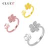 CLUCI Кольца-цветы из стерлингового серебра 925 пробы, регулируемые, для женщин, свадебные украшения, серебро 925 пробы, оправа для кольца с жемчугом, подарок, циркон SR2110SB