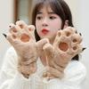 Милые перчатки с кошачьими лапками и медвежьими лапками, на всю длину пальцев, подходят как для мужчин, так и для женщин, толстые и плюшевые зимние, плюшевые и теплые уличные перчатки