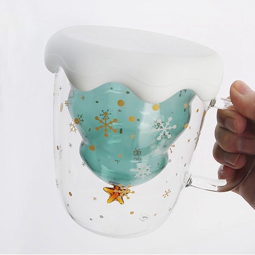 Tree Christmas Ornaments Starry Sky Double Layered Milk Cup Glass Mug Glass Cup Christmas Gifts