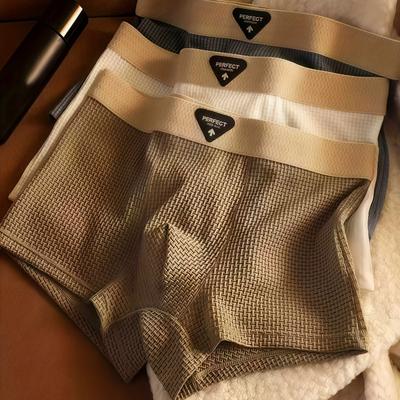 Однотонные боксеры. Стильный для мужчин, изготовлен из ледяной шелковистой ткани, подходит для повседневной и повседневной носки