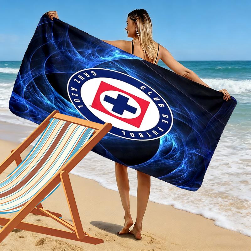 Пляжное полотенце с принтом Cruz Azul, Большое, Мягкое, Быстросохнущее, для Пляжа, Кемпинга, Плавания