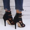 Summer New Large Size Women's Shoes Fashion Elastic Band Fine High Heel Sandals