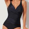 2024 High Waist Slimming Solid Color One-Piece Bikini Swimsuit for Women