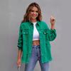 Jackets for Women Basic Distressed Ripped Fringe Denim Tops Casual Solid Color Long Sleeve Button Jean Coat